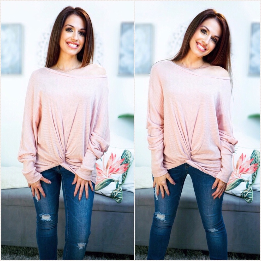 LAST 1! Blush Ribbed soft top - Picture 6 of 8